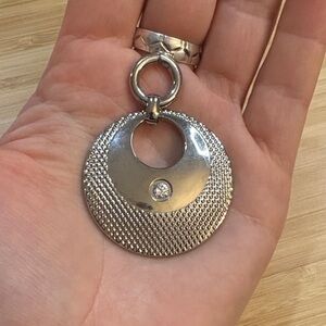 Inori 18k gold plated Stainless steel Textured Pendant with diamond cut, 2"